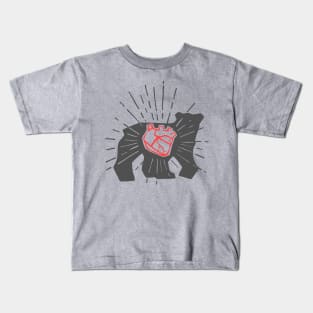 Bear silhouette and heart vector hand drawn illustration Kids T-Shirt